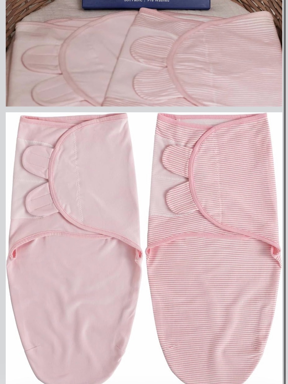 Newborn Organic Cotton Swaddling Blanket 2-Pack Pink Baby 0-3 Months